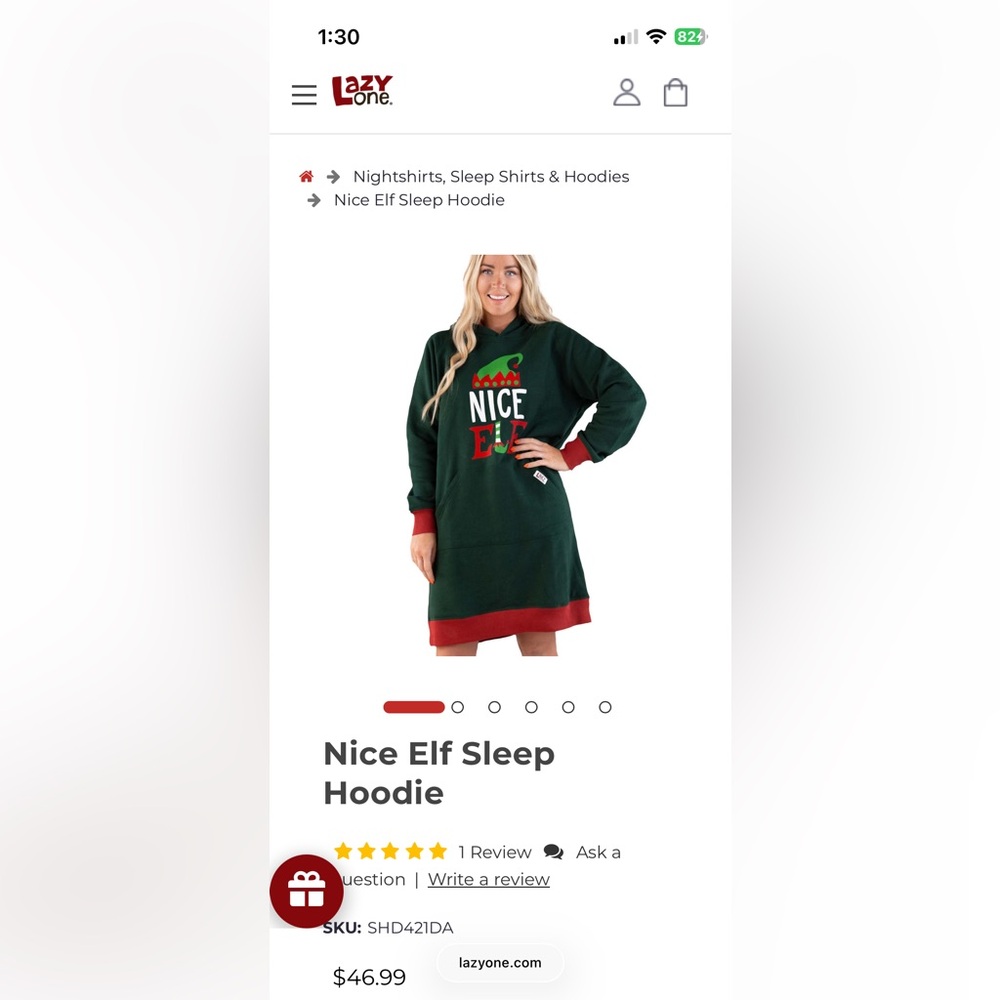 Lazy One Sleep Hoodie Sweatshirt Nice Elf Size S/M NEW WITH TAGS